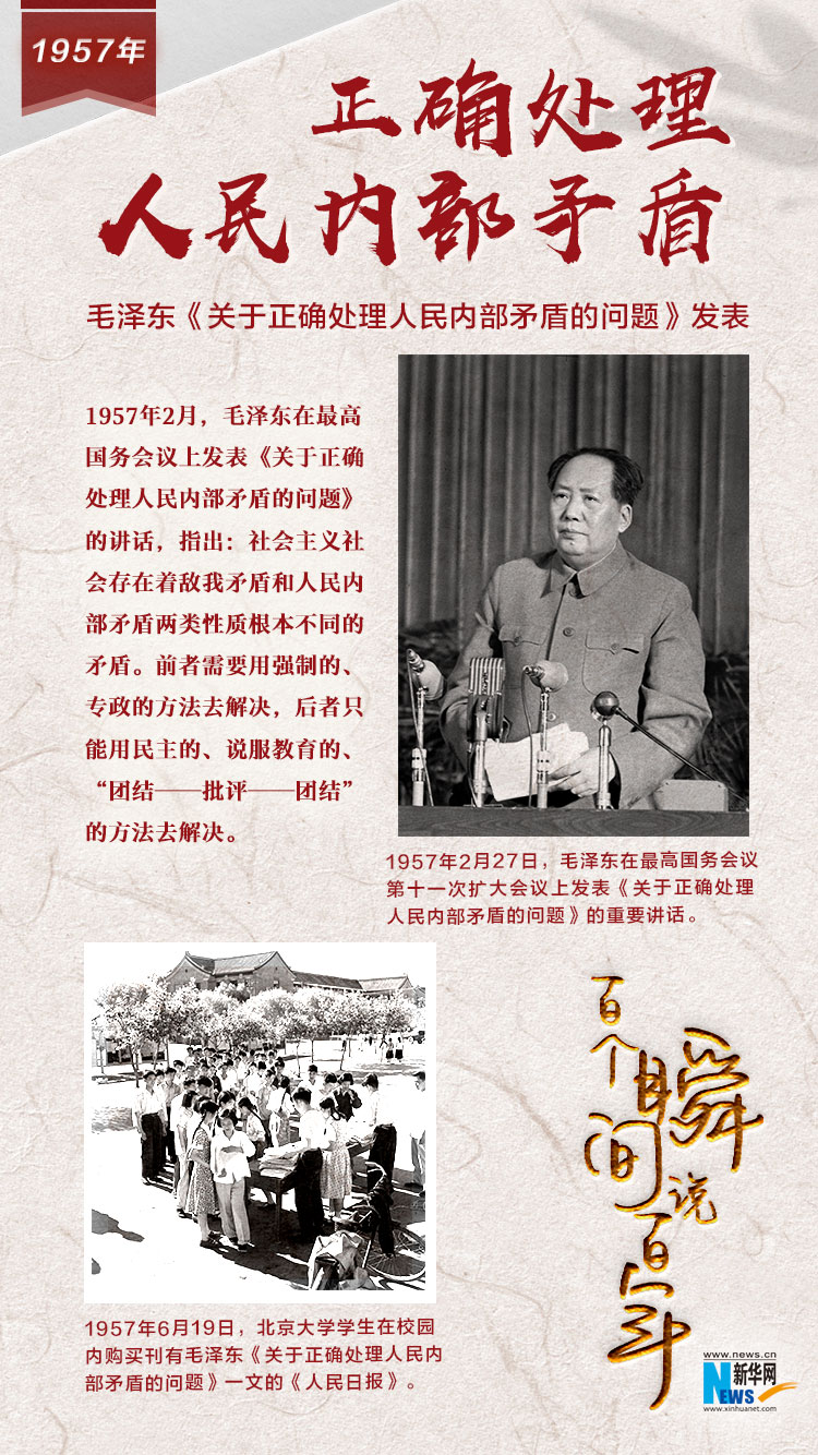 1957，正確處理人民內(nèi)部矛盾