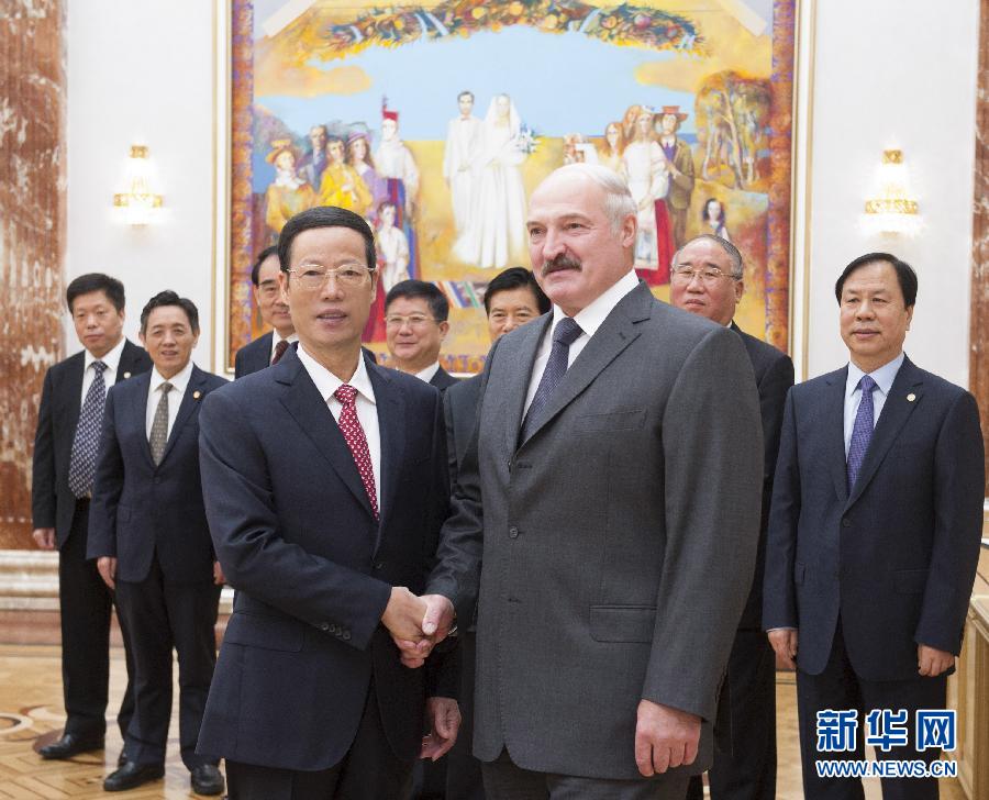 9月26日，應邀訪問白俄羅斯的國務院副總理張高麗在明斯克會見白俄羅斯總統盧卡申科。新華社記者王曄攝 