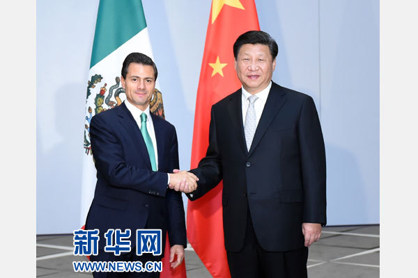 11月16日，國家主席習近平在土耳其安塔利亞會見墨西哥總統培尼亞。 新華社記者張鐸攝