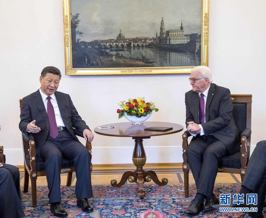 7月5日,國家主席習近平在柏林會見德國總統施泰因邁爾。 新華社記者李學仁 攝 7月5日,國家主席習近平在柏林會見德國總統施泰因邁爾。 新華社記者李學仁 攝
