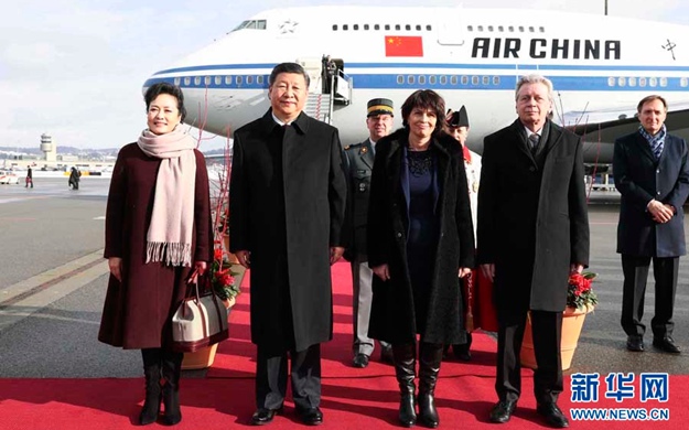 習近平抵達蘇黎世開始對瑞士聯邦進行國事訪問